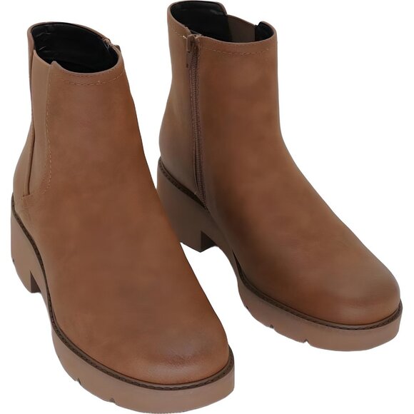 Naturalizer Cade Lug Sole Ankle Boots Chestnut Brown Women's US 9.5W - Picture 1 of 6